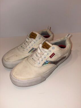 Levi's Cream Canvas Sneakers with Iridescent Accent